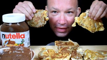 ASMR EATING GIANT BREAKFAST BRUNCH EGG PANCKAKES NUTELL BINGE MUKBANG WAFFLE PROTEIN SHAKE NO TALKING-1