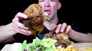 ASMR GREEK FOOD WHOLE CHICKEN SOUVLA GRILLED CHICKEN TZATZIKI FRENCH FRIES SAVAGE EATING MUKBANG NO TALKING-1