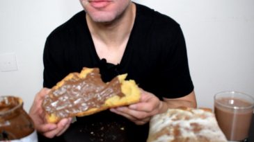 ASMR Nutella, Bread Spread, Protein Choco Milk, Mukbang, No talking-1