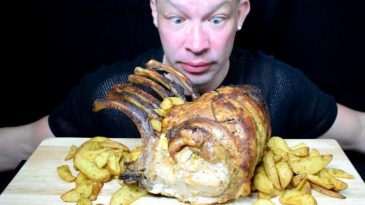 ASMR ROASTED PORK STEAK RIBS MUKBANG STUFFED CHESSE BACON MCCAIN BAKED POTATOES 2600GR 5 POUNDS-1