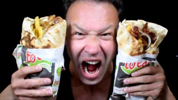 ASMR SHAWARMA ARABIAN PITTA CHICKEN GYRO CHEESY ARABIC PITA BREAD TZATZIKI MUKBANG NO TALKING BINGE-2