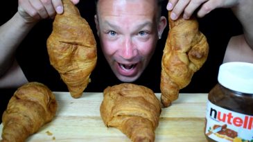 NUTELLA MUKBANG CROISSANTS ASMR HUGE DESERT BREAKFAST BINGE NO TALKING MESSY SHOW SORRY-1