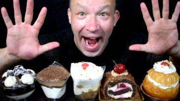 PASTRIES ASMR PATISSERIE KINDER VS PROFITEROL VS EKMEK KANTAIFI VS BABAAURUHM VS CHOCOLATE SWEET TRUNK WHICH IS BETTER-1
