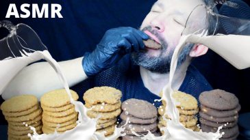 ASMR COOKIES WITH MILK, BROWNIES, CHOCOLATE, WHOLE GRAIN MUKBANG PLEASURE SOUNDS NO TALKING-1
